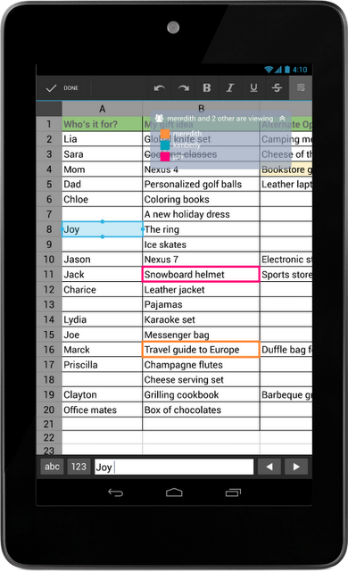 Hoja de cálculo de Google Drive en tu Smartphone